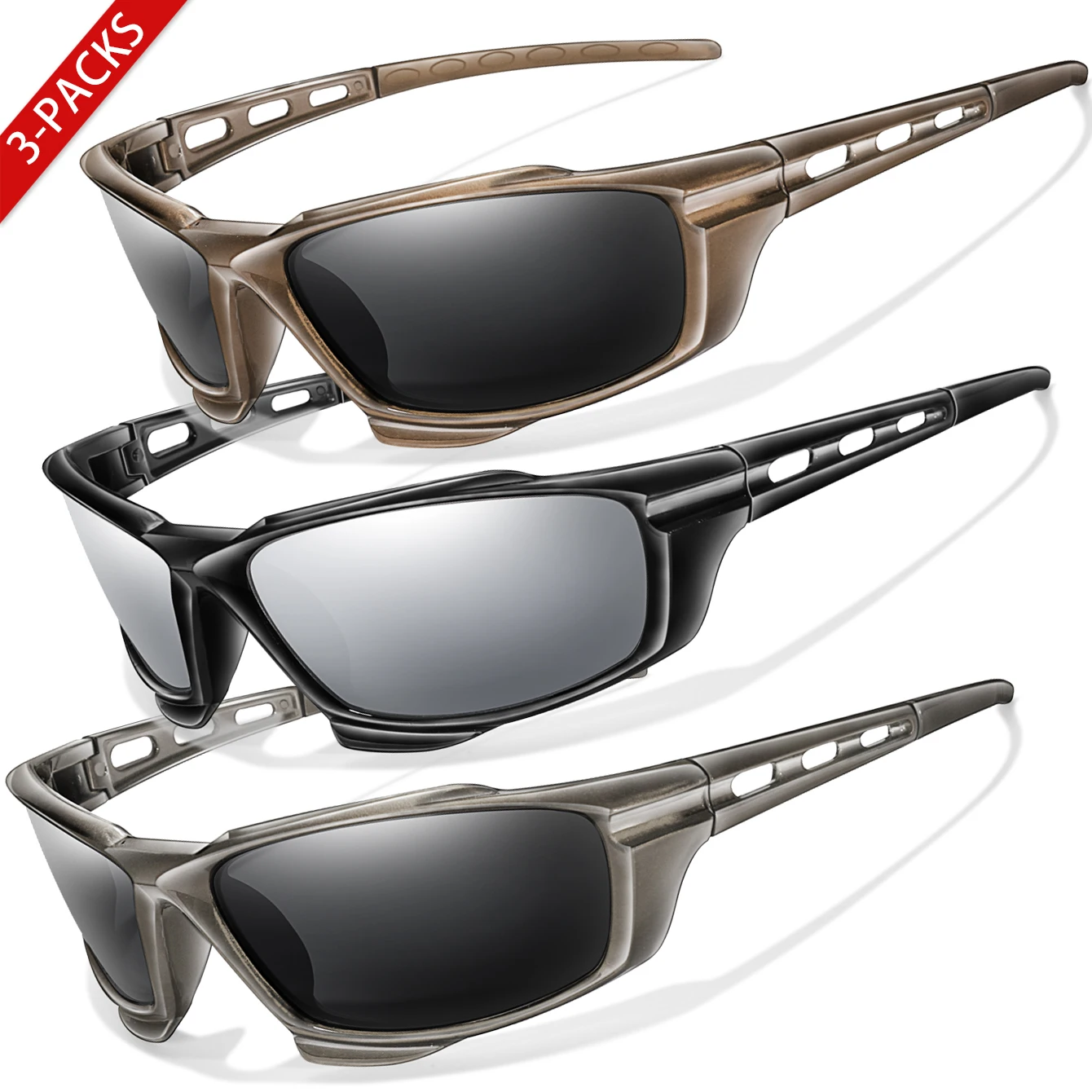 3 أزواج من النظارات الشمسية المستقطبة للرجال، نظارات رياضية للنساء، نظارات ركوب الدراجات والجري والقيادة وصيد الأسماك