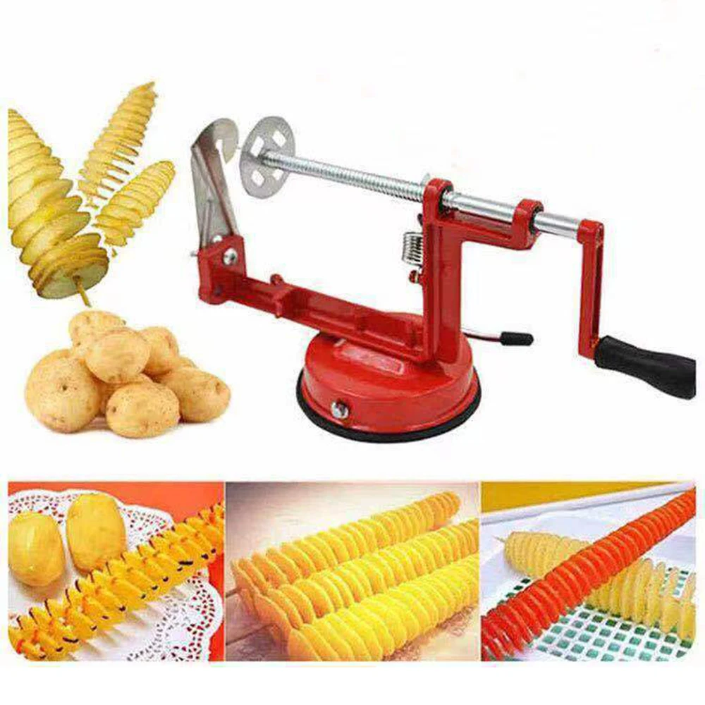 Multifunctional Rotating Potato Chip Maker, Household Stainless Steel Manual Potato Tower Machine Kitchen Tool