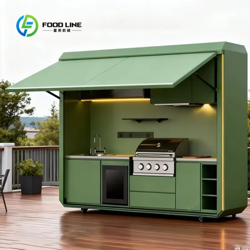Customized Collapsible Outdoor Kitchen Cart with Sink Storage Wheels Heavy-Duty Stainless Steel for Camping BBQ