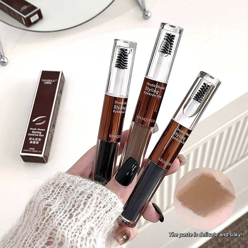 ماسكارا حواجب مزدوجة الأطراف من SHAQINUO على شكل ولون مع عقد يدوم طويلاً، مقاومة للماء ومقاومة للتلطخ لفييني ذو مظهر طبيعي