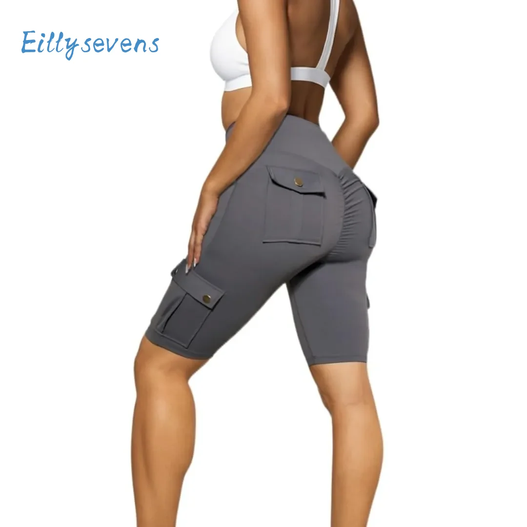 

Womens Half Length Pants High Waist Stretch Fitness Yoga Sports Leggings Sexy Slim Fit Butt Lift Tight Pants With Pockets