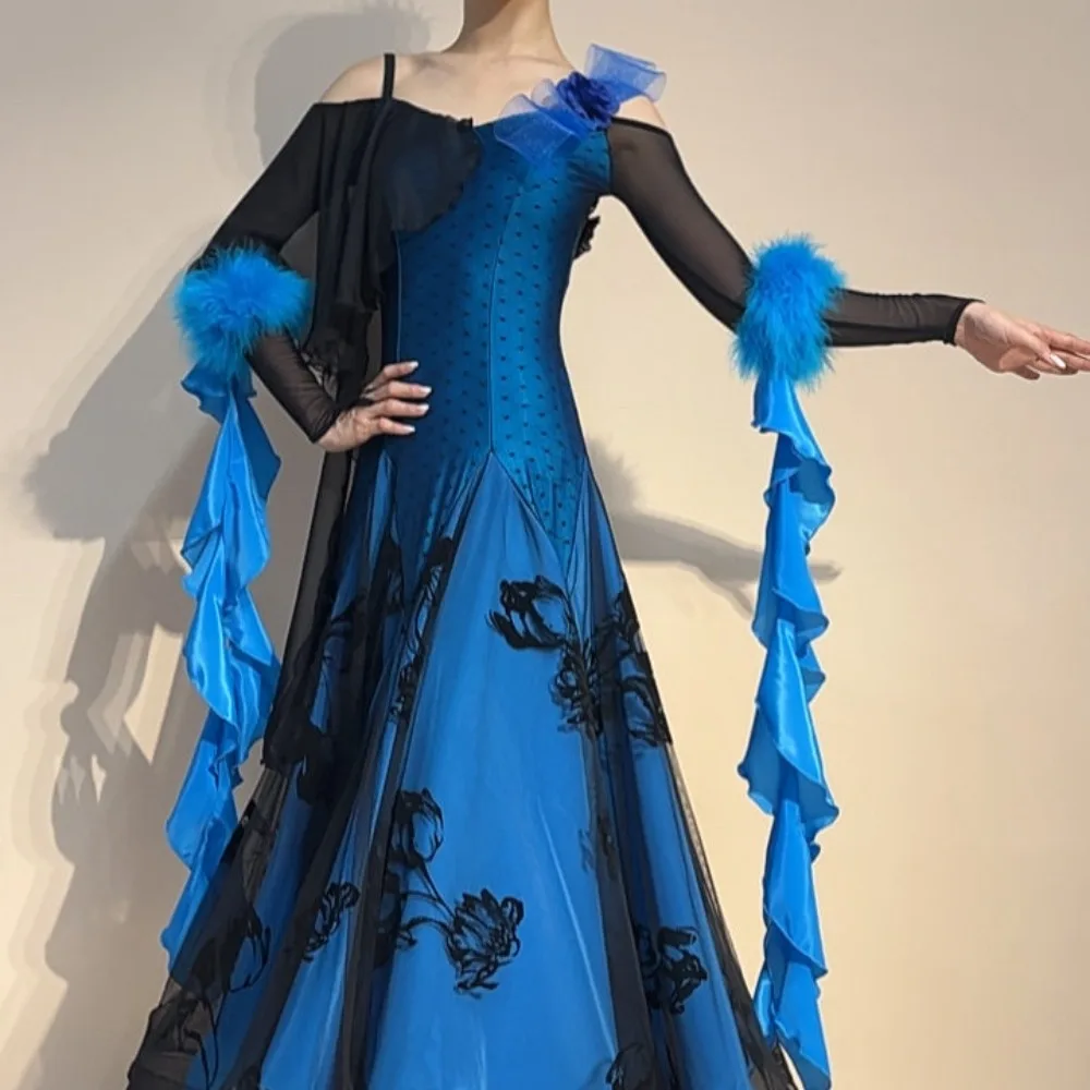 Ballroom Dance Clothes Customized Women Tops Irregular Skirt Tango Waltz Modern Dance Performance Costume Group Stage Latin Wear