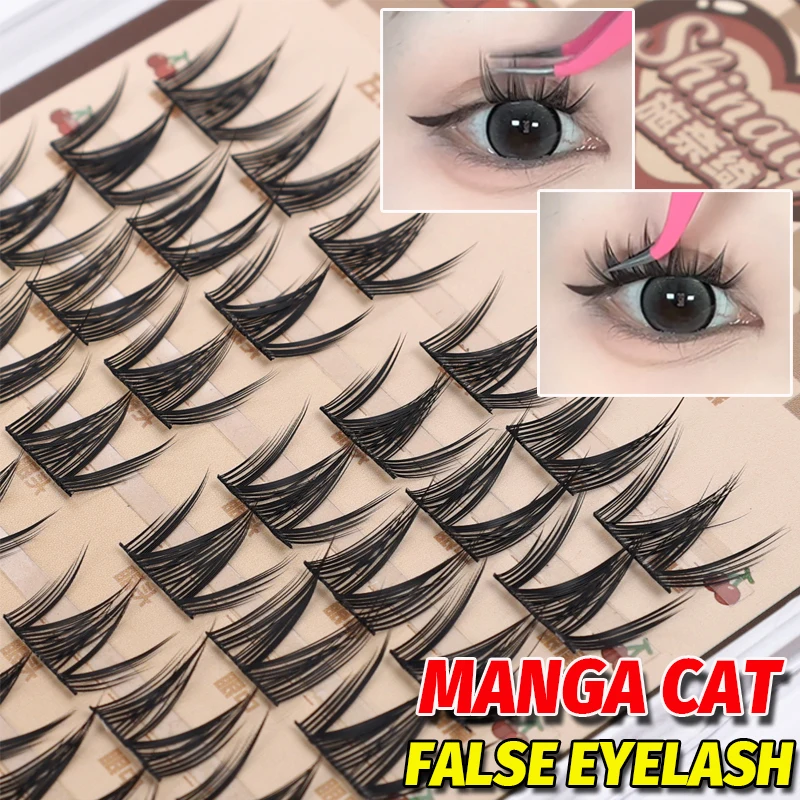 Natural Cat False Eyelashes Manga Lashes 3d Faux Mink Fluffy Lashes Soft Winged Natural Realistic Eyelash Extension Lash Makeup