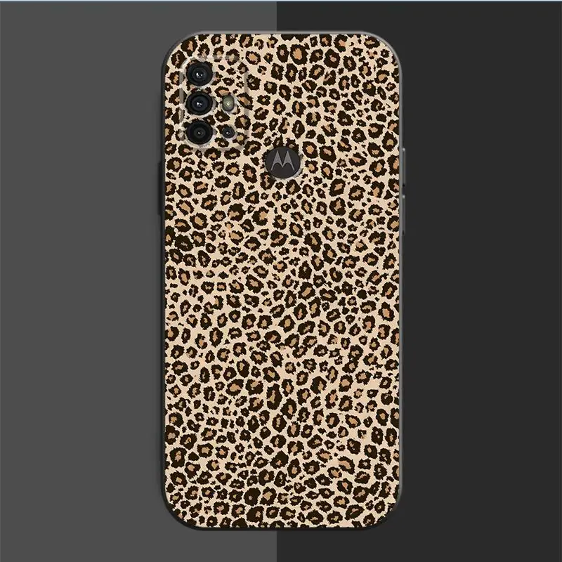 INS Brown Leopard Print Cover Phone Case for Motorola Moto G30 G31 G50 G51 G60S G71 G22 G32 G52 G72 G53 G73 Soft TPU