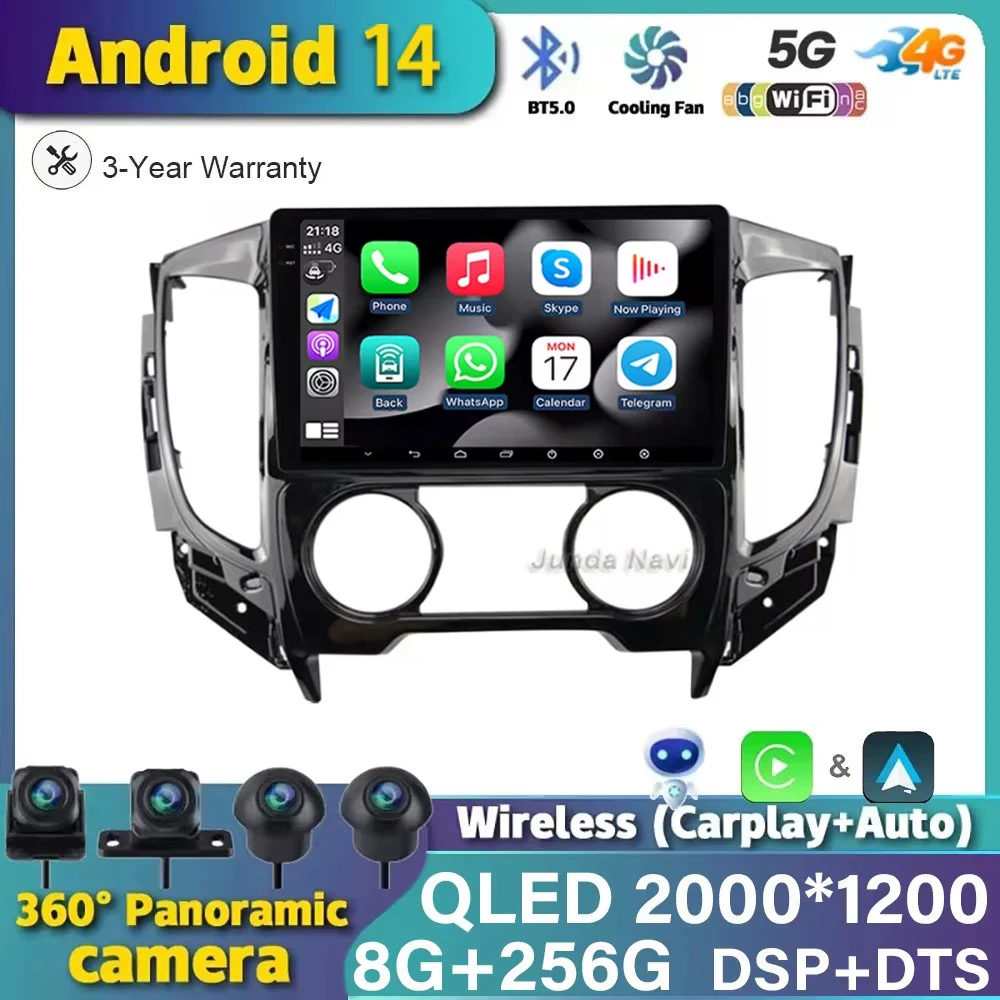 

Car Radio Android 14 For Mitsubishi Pajero Sport 3 L200 2015-2019 Multimedia Video Player Navigation GPS Carplay Touchscreen DSP