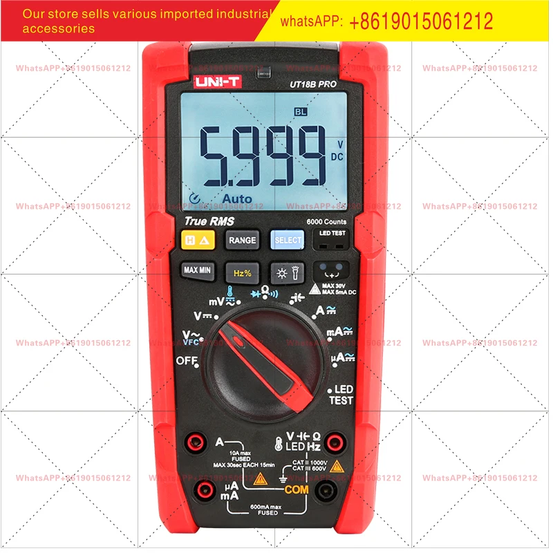 1 pieceUNI-T UT15B PRO/UT17B PRO/UT18B PRO 1000V True RMS Digital Multimeter AC DC Voltage Current Resistance Capacitance Tester