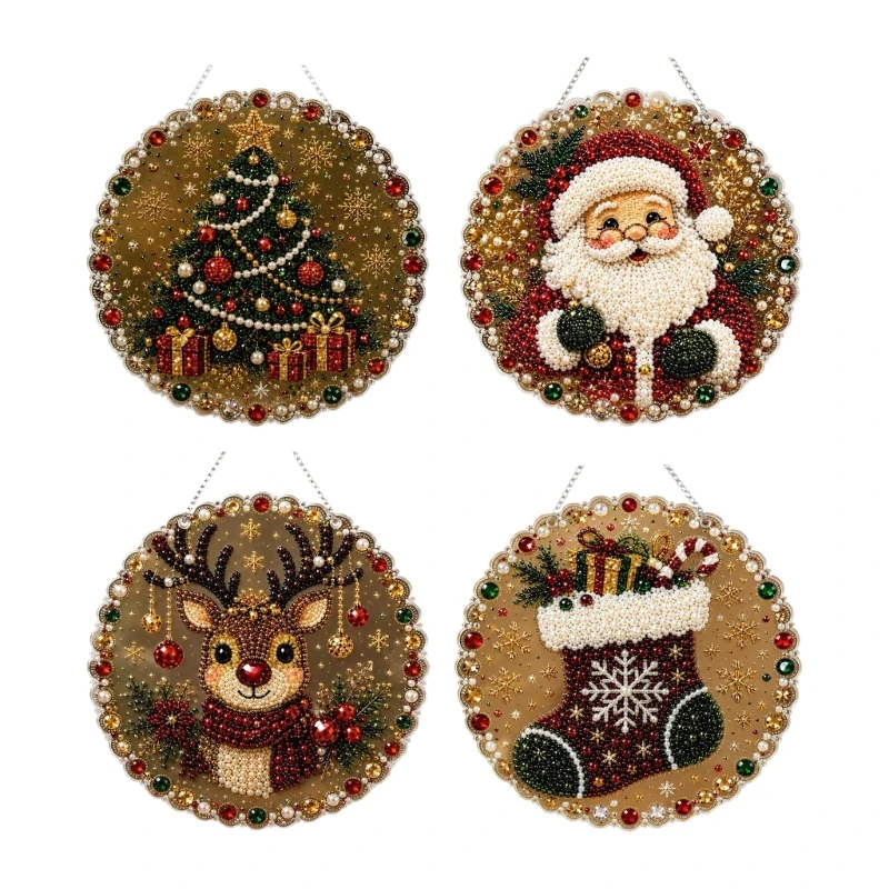 Perlen-Edelstein-Kunsthandwerk-Set, Weihnachtsperlen, Malerei-Kunst-Set, Bastel-Hänge-Akzent, 3 x – Detail 1