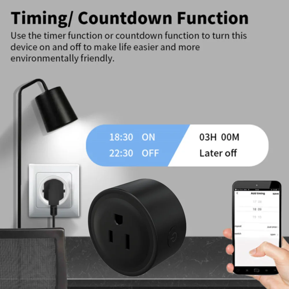 Cerhot Tuya WiFi Smart Plug US 20/16/10A with Power Monitor Remote Control Google Assistant Alexa Yandex Alice Voice Control