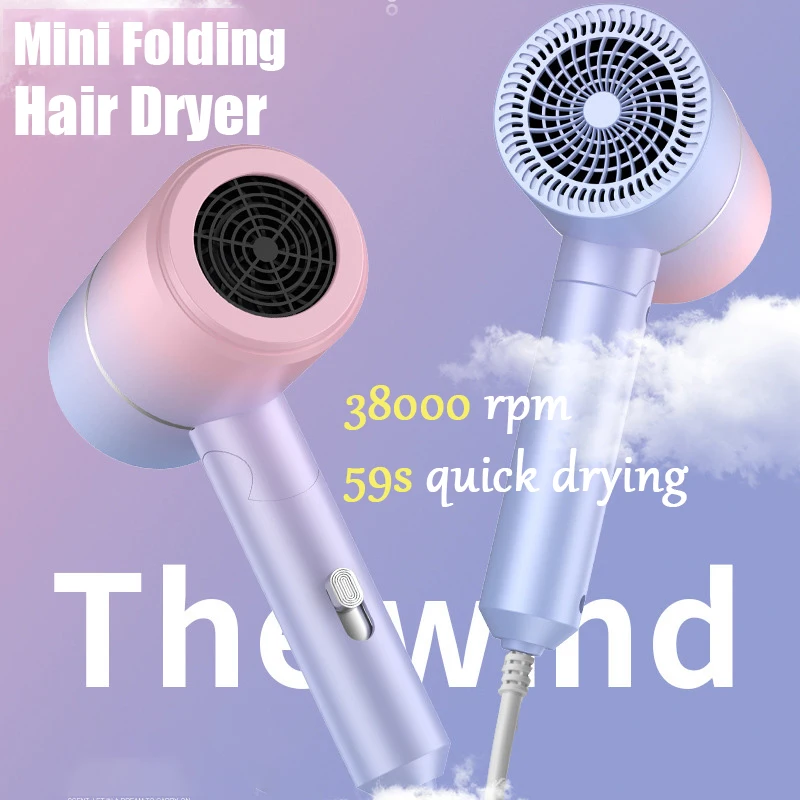 Portable Anion Hair Dryer Quick Dry with Diffuser Blue Light Hair Care Professional Foldable Home Travel Hair Care Dryer 2025