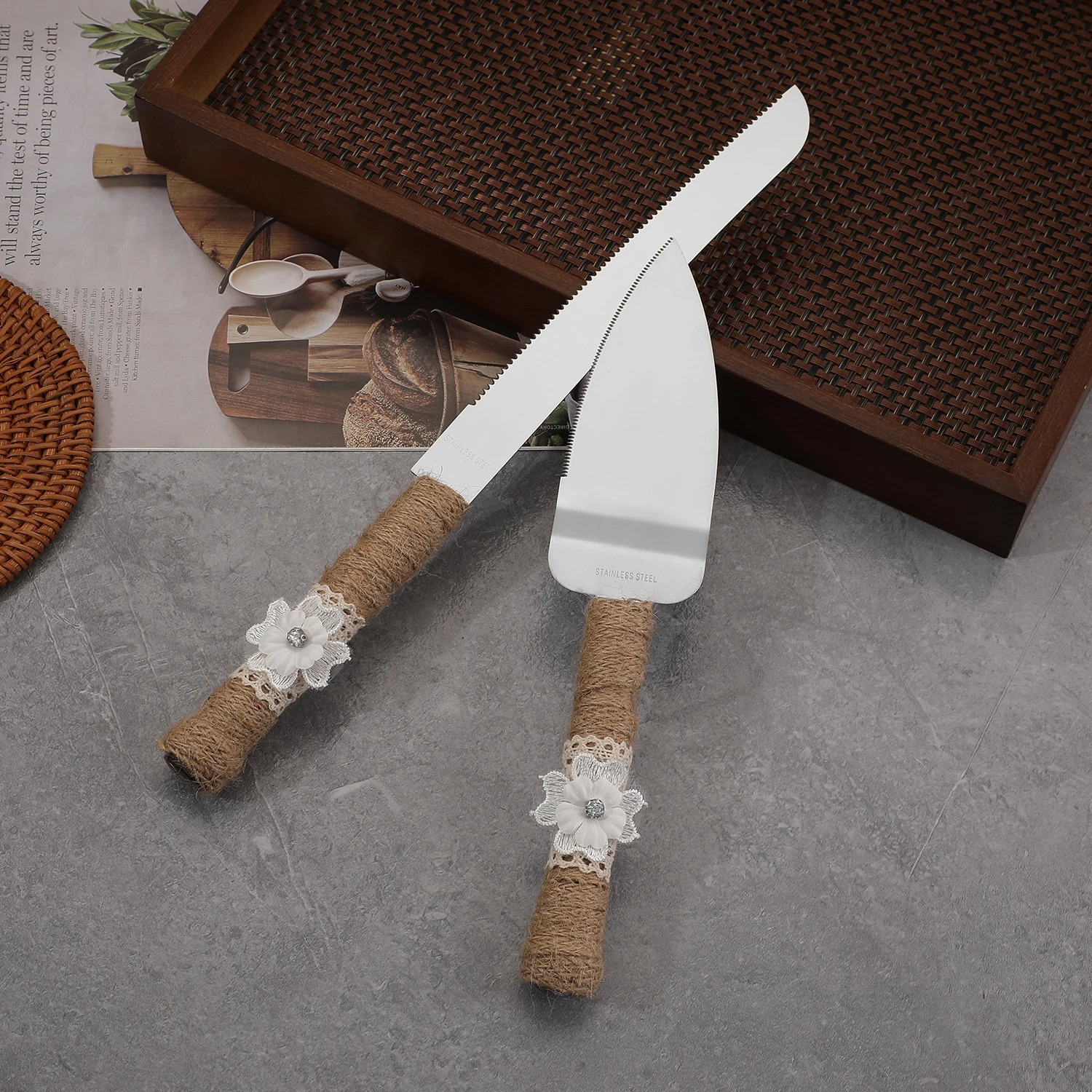 European wedding cake baking tools stainless steel linen handle wedding supplies tableware