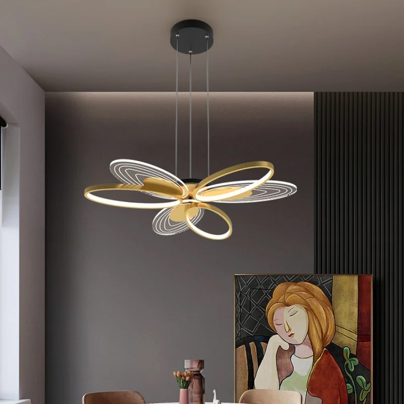 Modern minimalist designer art flower shaped chandelier restaurant home dining hall bar counter hanging lamps lighting fixtures