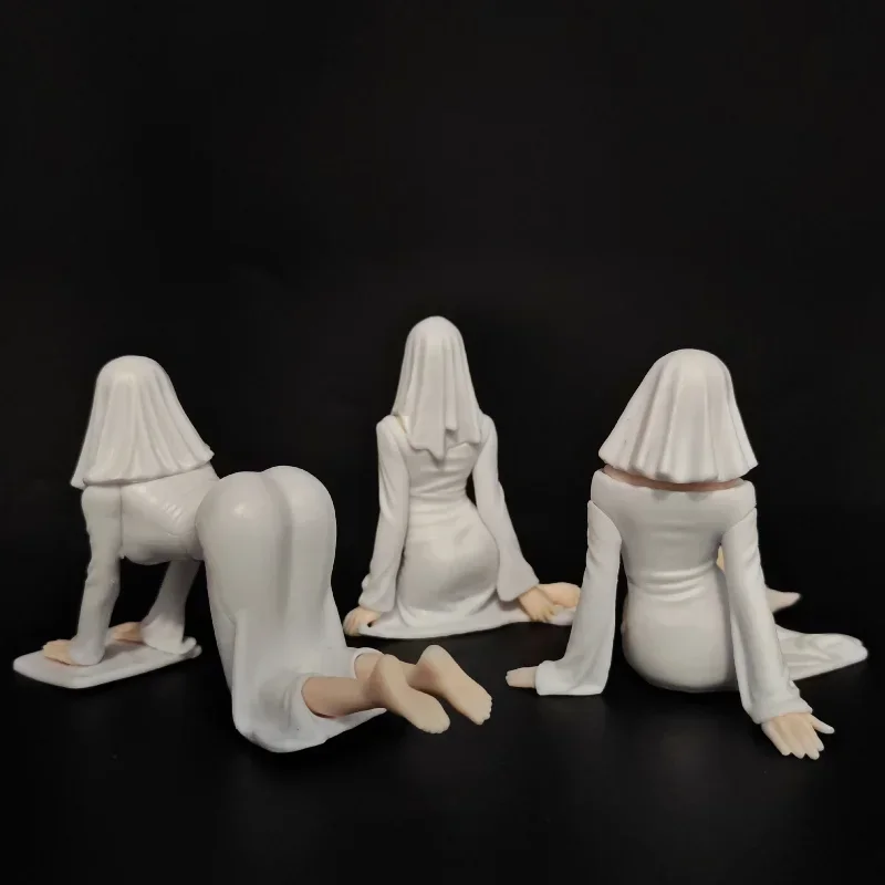 Faceless Veiled Woman Statue Abstract Hooded Female Sculpture Mysterious Faceless Lady Ornament Gothic Halloween Decoration view 2
