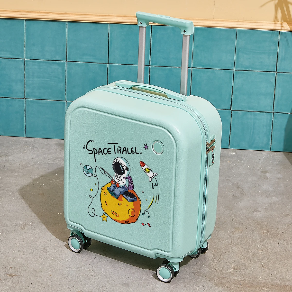 

18/20 inch Cabin Rolling Luggage Cute Cartoon Trolley Luggage Bag Kids' Lightweight Luggage Password Suitcase for Children