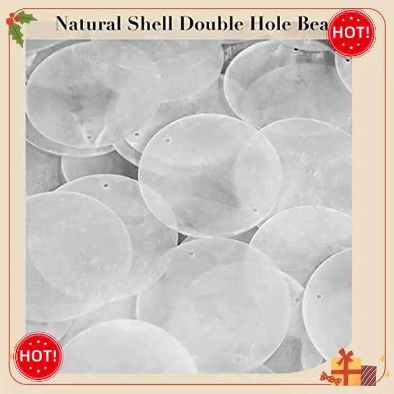 ABLE-100Pcs قذائف مستديرة قلادة شماعات 2 حفرة DIY بها بنفسك صنع المجوهرات قلادة جالبة للحظ هدية اكسسوارات الديكور 50 مللي متر