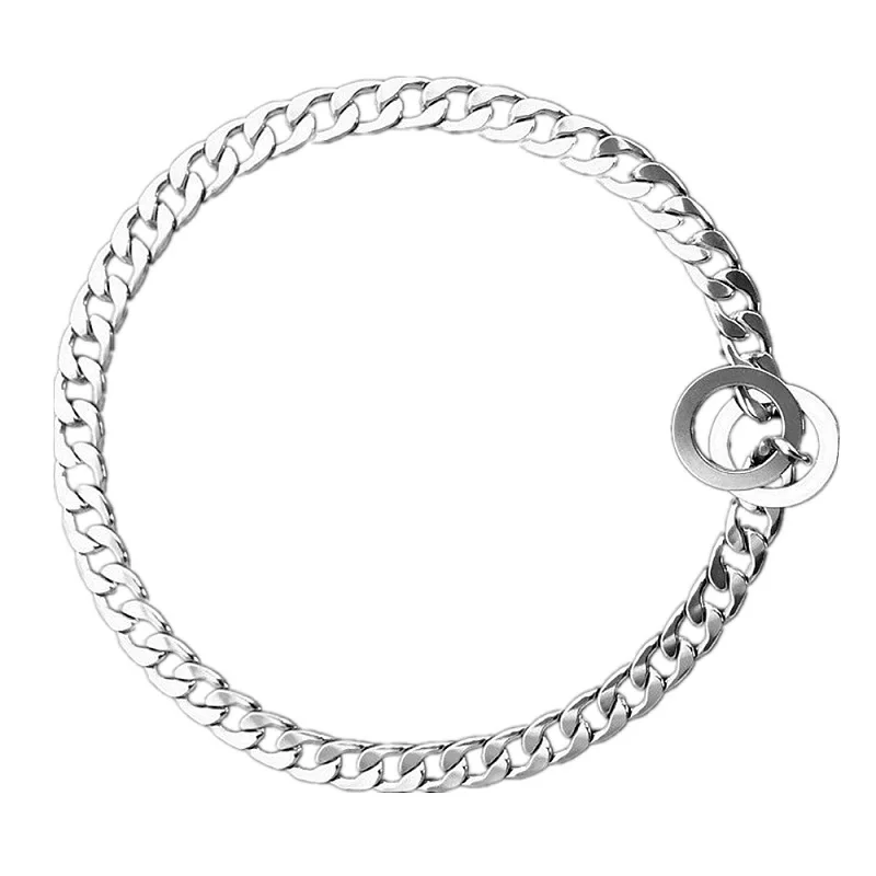Collares de cadena P de acero inoxidable, Collar de entrenamiento para perros plano, soldado, pulido, no recortado, productos para mascotas, suministros para perros