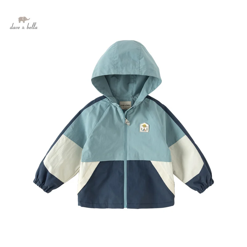 

Dave Bella Children Boy's Baby Jacket 2024 Spring New Fashion Casual Hooded Cool Overcoat Tops Windbreaker DK1247895