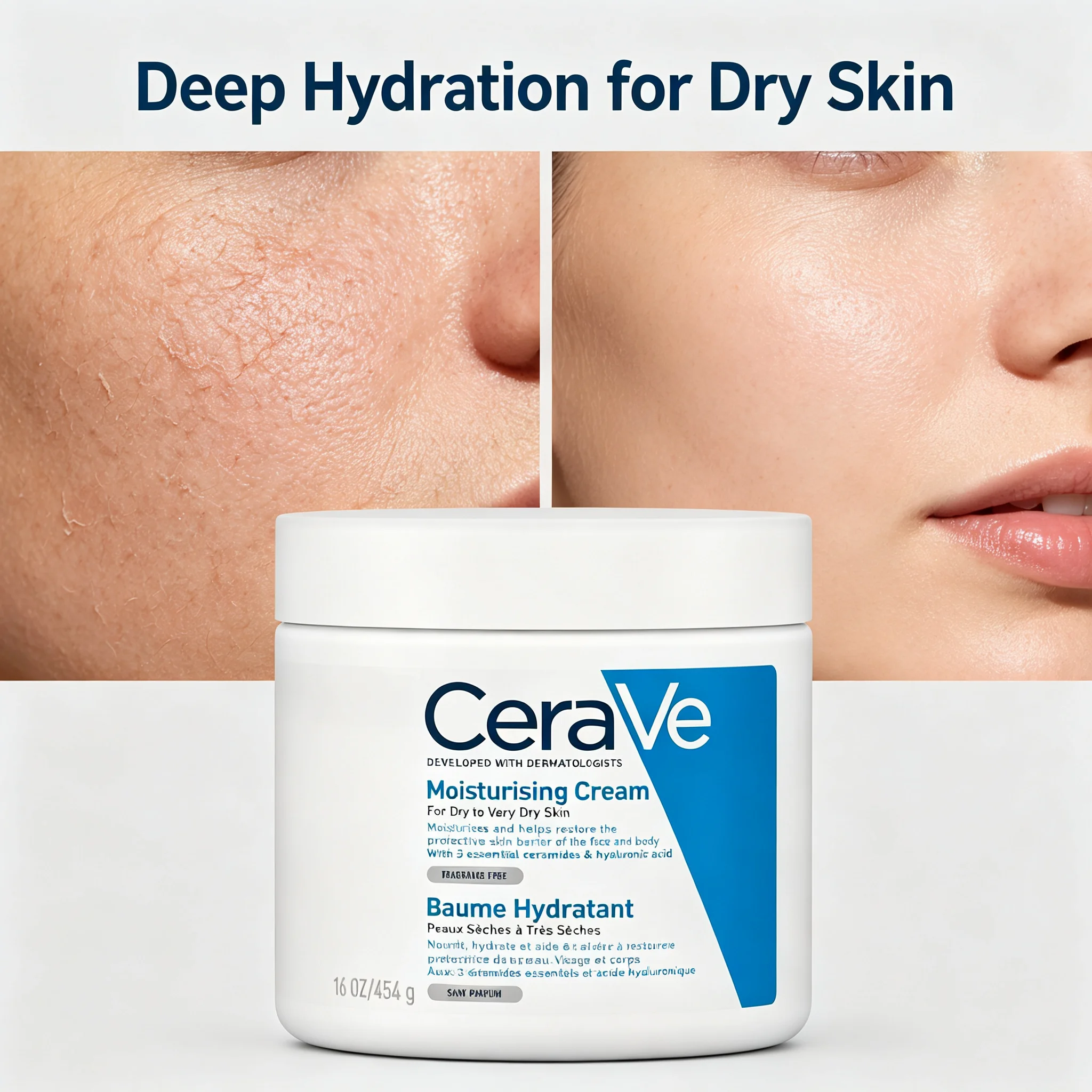 CeraVe 454g Large‑Jar Nourishing Cream, Multi‑Purpose Hydrating Treatment for Dry Skin on Face and Body view 5