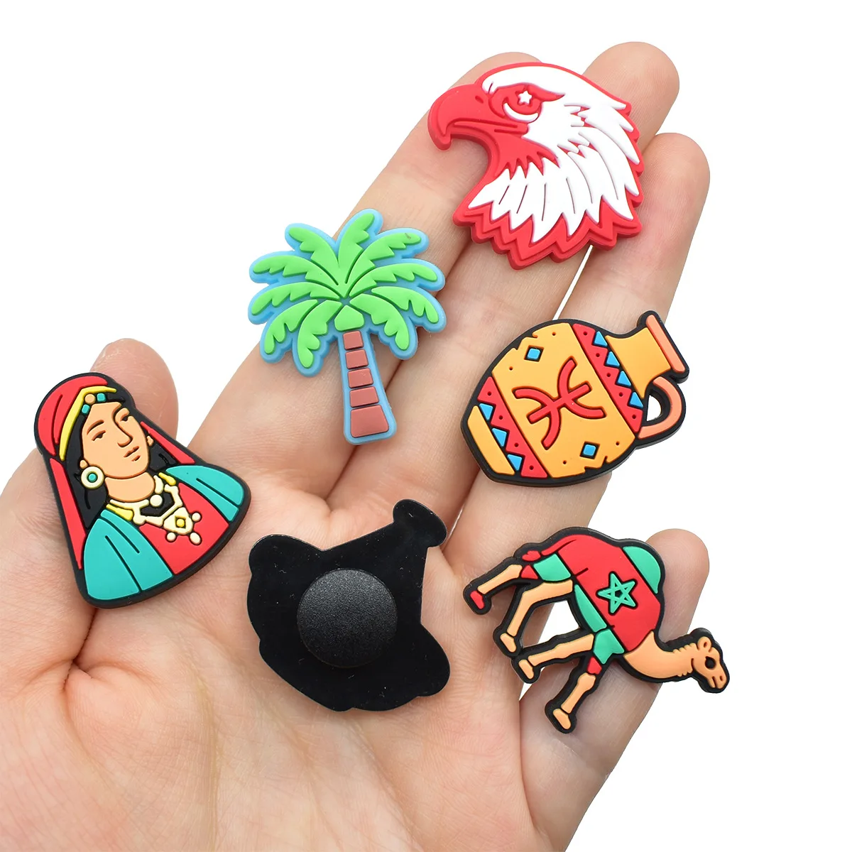 Moroccan 5-21pcs PVC Garden hole shoes charm national flag pottery buckle personaliz DIY removable Clog Decor Fit Festival Gift