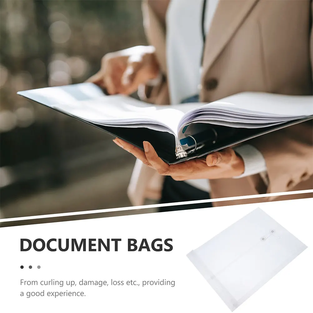 

12pcs Plastic File Pocket Folder Rope Button Closure Document Organizer Clear Lightweight Storage Bag For Office School