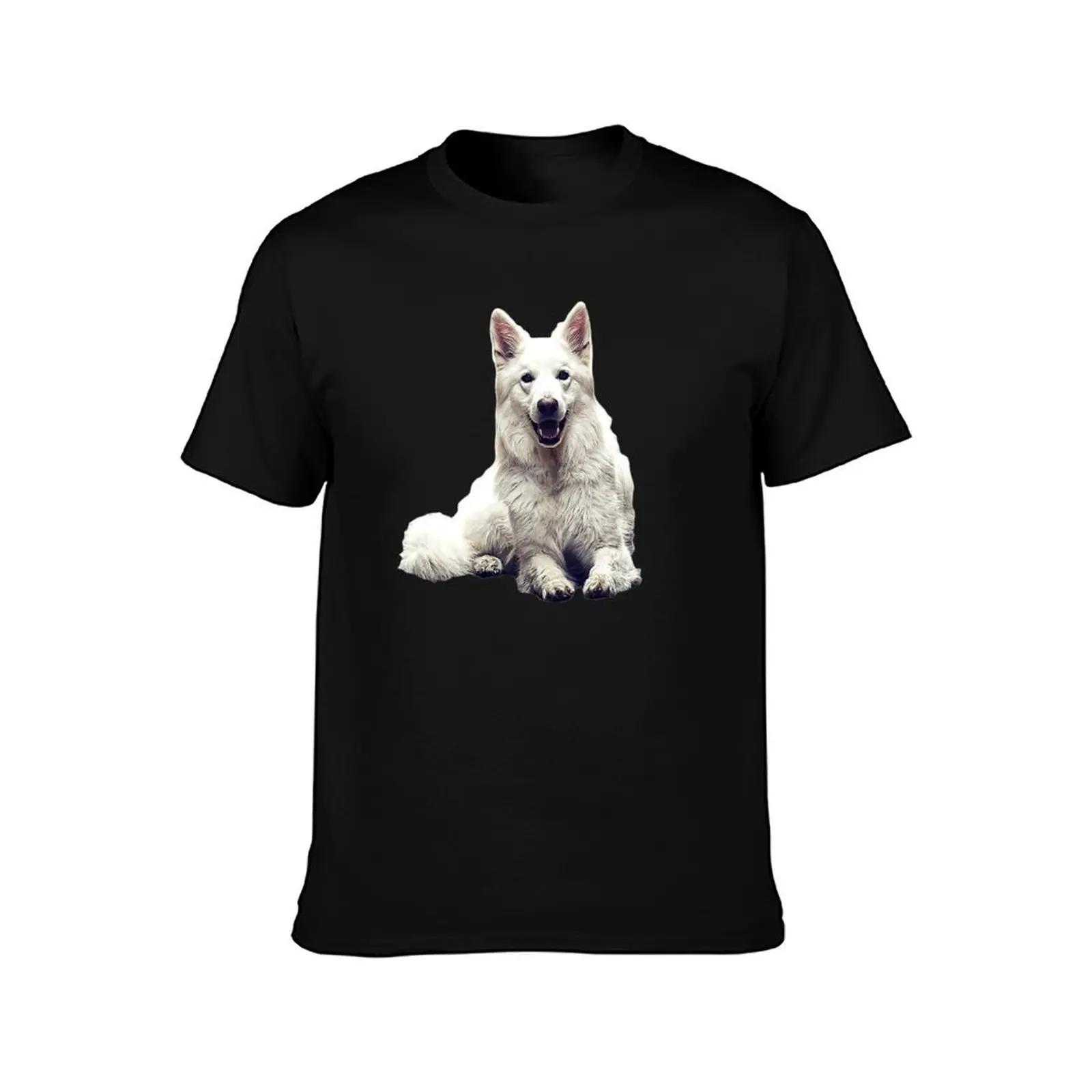 White Swiss Shepherd Dog T-Shirt Summer Casual Cotton Tee Oversized Streetwear Tops Vintage Graphic Print Unisex Men Women