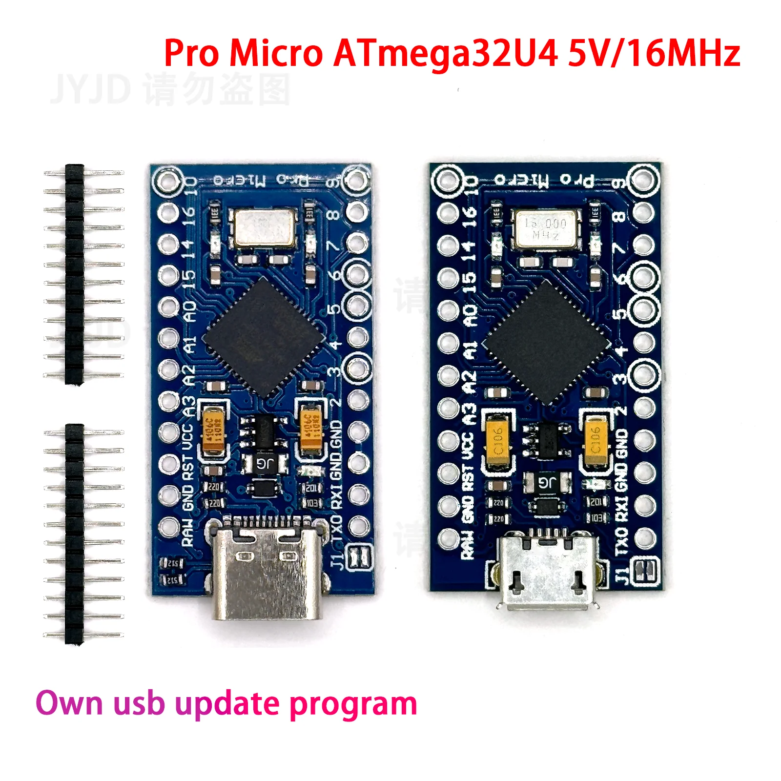 Pro Micro TypeC ATmega32U4 5V 16MHz Replace ATmega328 For arduino Pro Mini With 2 Row Pin Header For Leonardo Mini Usb Interface