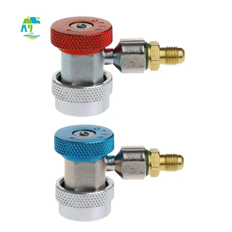 A09E-2Pcs Car Auto Freon R134A H/L Quick Coupler Adapters Air Conditioning Refrigerant Adjustable A/C Manifold Gauge