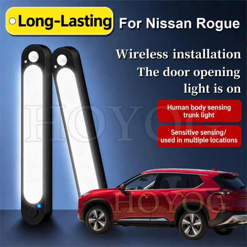 For Nissan Rogue 2007-2026 Car Boot Light LED Lamp Motion Sensor USB Rechargeable Camping Trunk Cargo Light SUV Interior Cabin