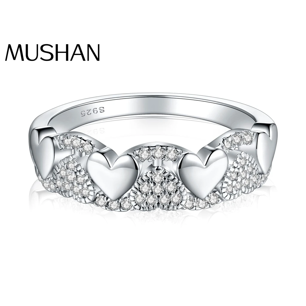 

MuShan Jewelry 925 Sterling Silver Ring Wedding Band High Carbon Diamond Gold Plated Statement Jewelry Women Rings Fine Jewelry