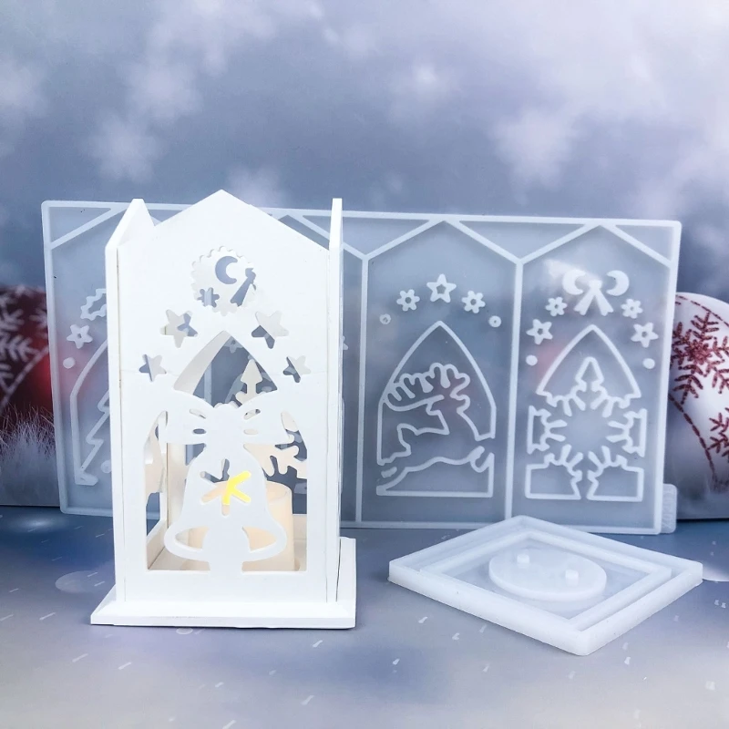 3D Candlestick Silicone Mold Christmas Themed Stand Molds Lantern Holder Mould Stylish Home Decorations image 3