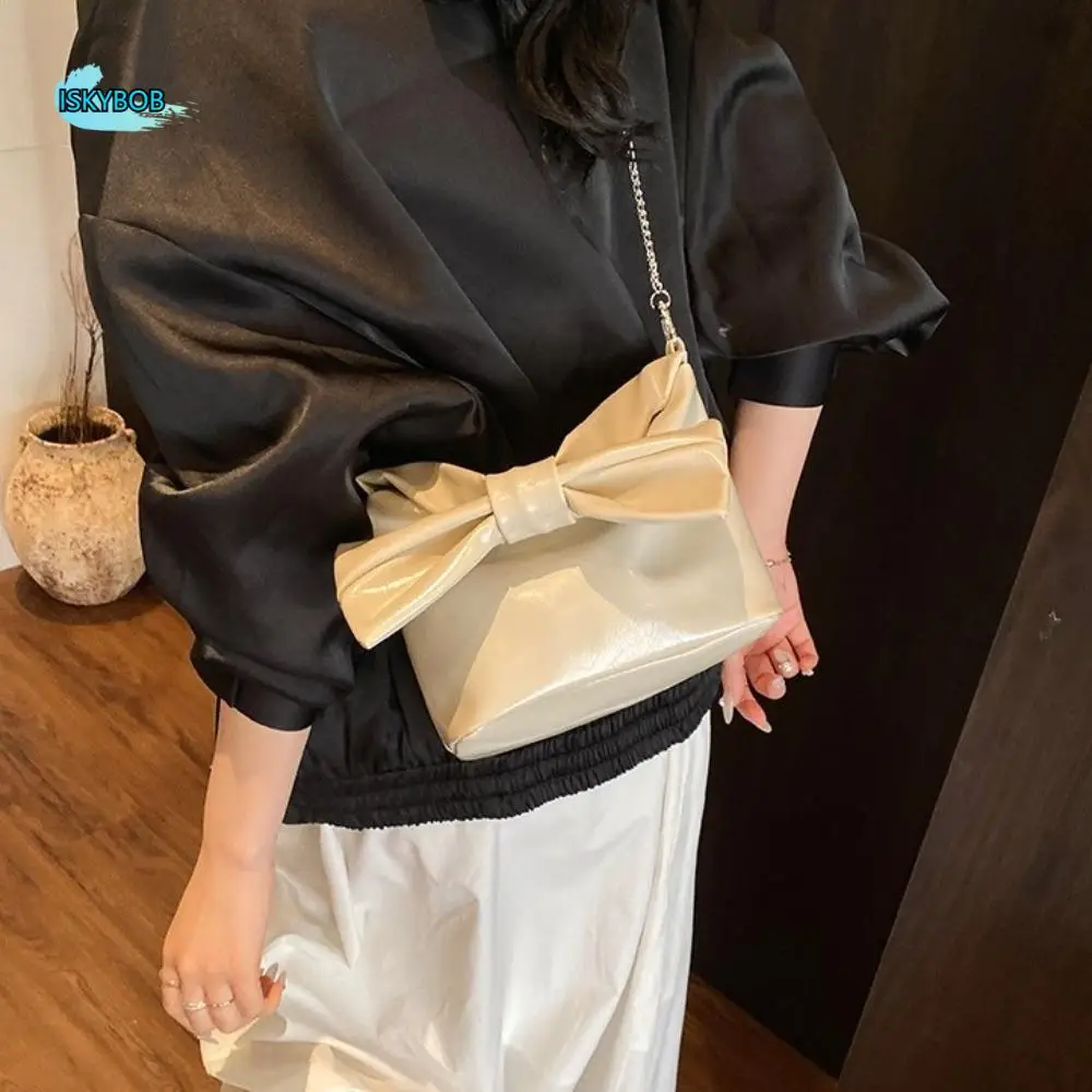 

Zipper Bowknot Crossbody Bag Handbag Korean Style Underarm Bag Makeup Lipstick Bag Y2k Style PU Leather Bow Tote Bag Streetwear