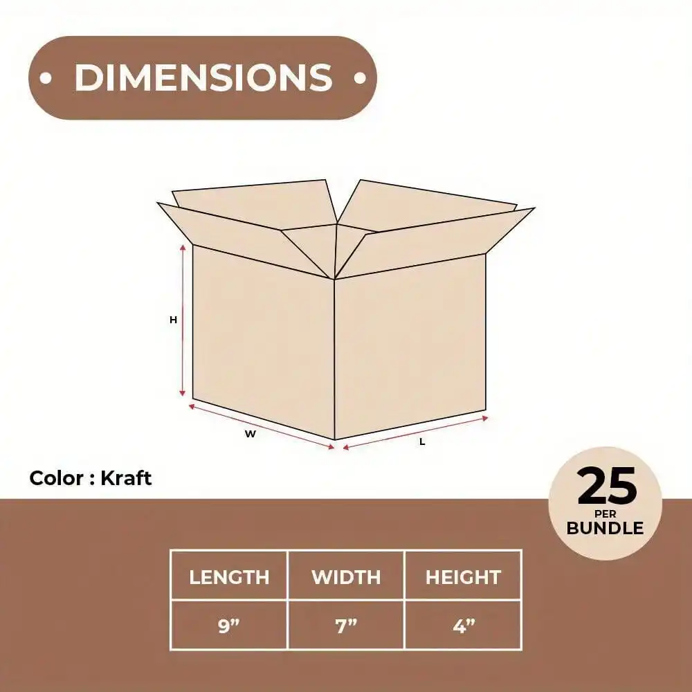 9 × 7 × 4 بوصة صناديق كرافت مموجة 25 عبوة ECT-32