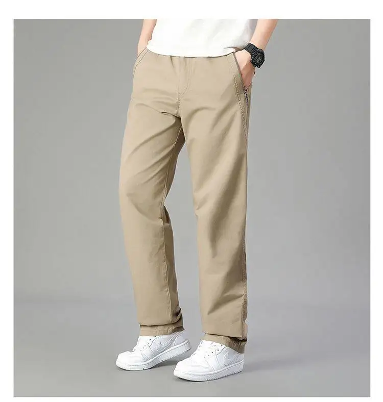 Große Größe männer Cargo Hosen Beiläufige Lose Gerade Hosen Baumwolle Lange Hosen Zipper Taschen Herren Jogger Hosen 5XL 6XL – Detail 7