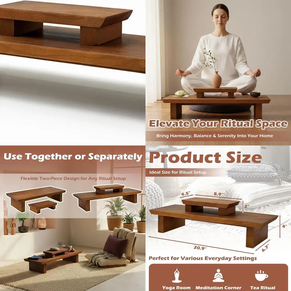 

Solid Wooden Meditation Altar for Serenity and Worship, Compact Low Table for Prayer Spaces, Japanese-Style Floor Desk, Multipur