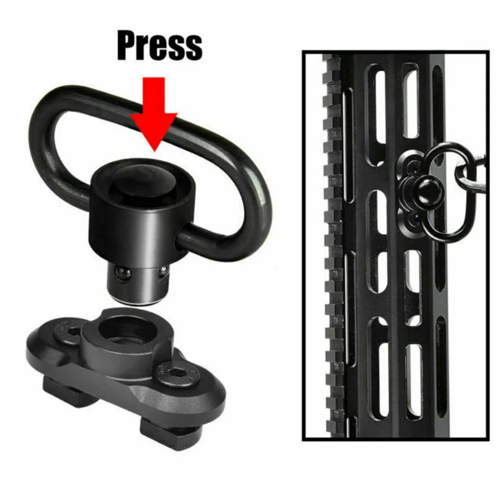 Mlok-QD Sling Mount Mlok Rail, Quick Detach, Botão, adaptador giratório Stud, acessório de caça Gun Acessórios, 1,25"
