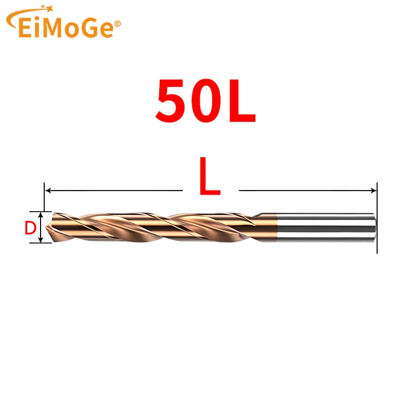 EIMOGE 50mm Long Series Carbide Twist Drills (0.8-4.6mm) – Optimized for Deep Hole CNC Machining in Steel and Alloy Applications