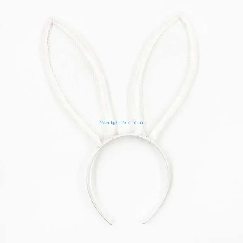 

652B Bunny Ears Headband Easter Rabbit Ears Fashion Cosplay Costume Accessories for Adults Size Black or White