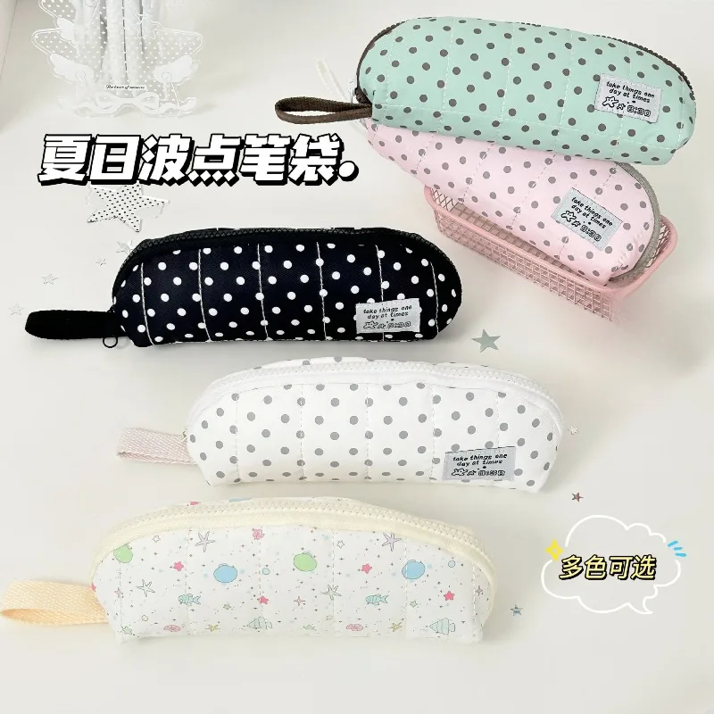Polka Dot Pencil Case Fresh High Aesthetic Multi‑purpose Stationery Pouch Pencil Box for Kids  Back To School Pencil Pouch