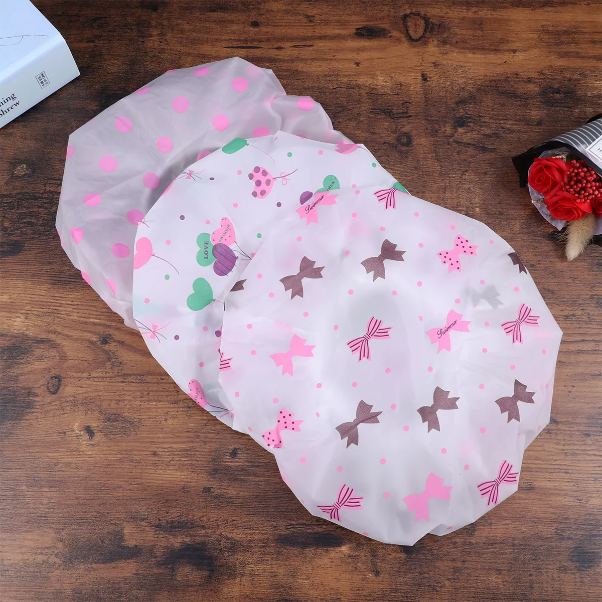 

3Pcs Shower Hats Non-Disposable Plastic Hair Caps for Bathing Cooking Face Washing Lady Girl Reusable Shower Caps