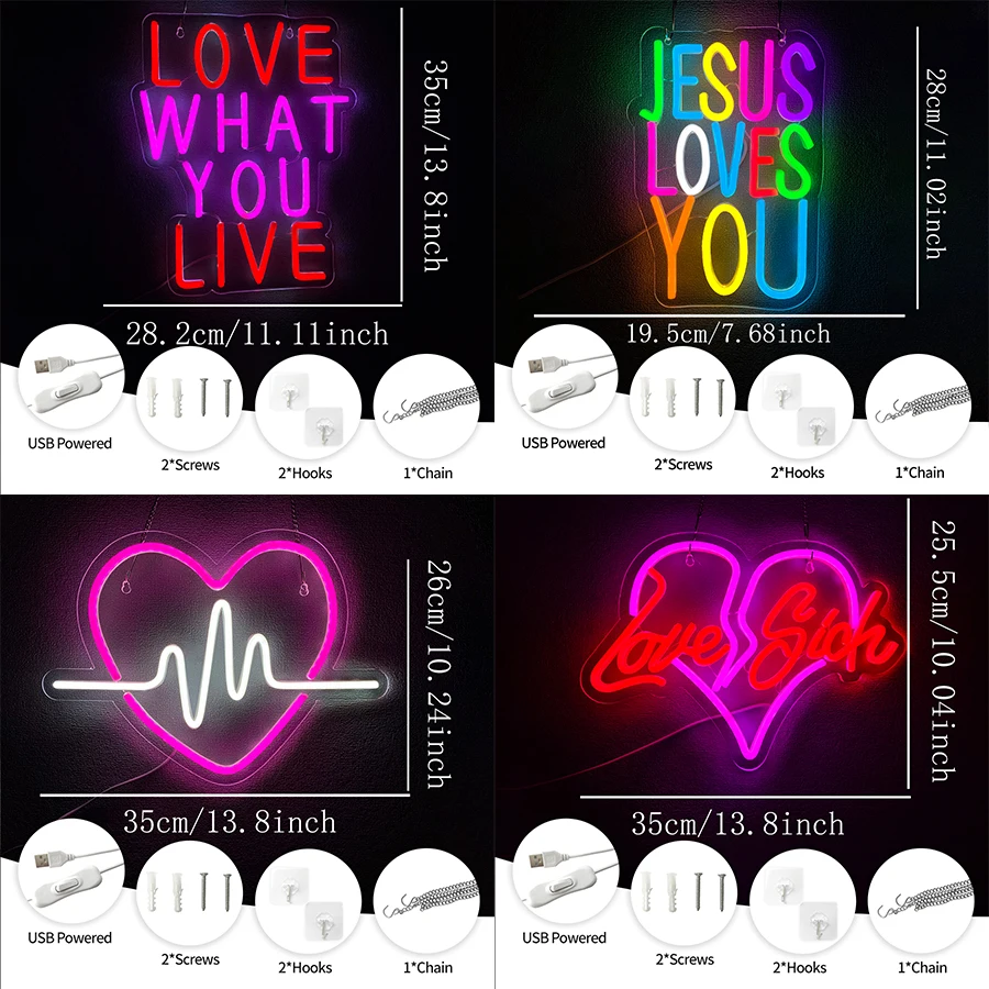 Love What You Live Led Neon Signs, Bedroom Living Room Engagement Party Wedding Art Decor, Christmas Valentine'S Day Gifts.