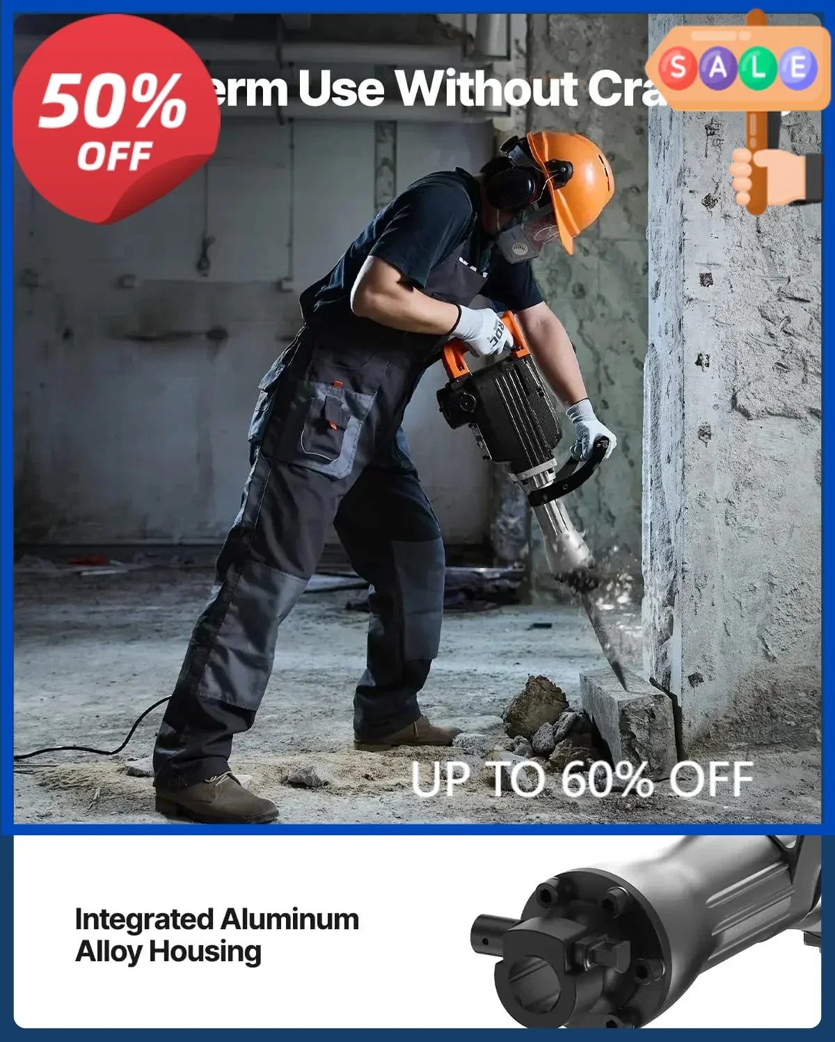 

BestsellerDemolition Jack Hammer, 1350 BPM Concrete Breaker 6pcs Chisels Bit Chipping with Case