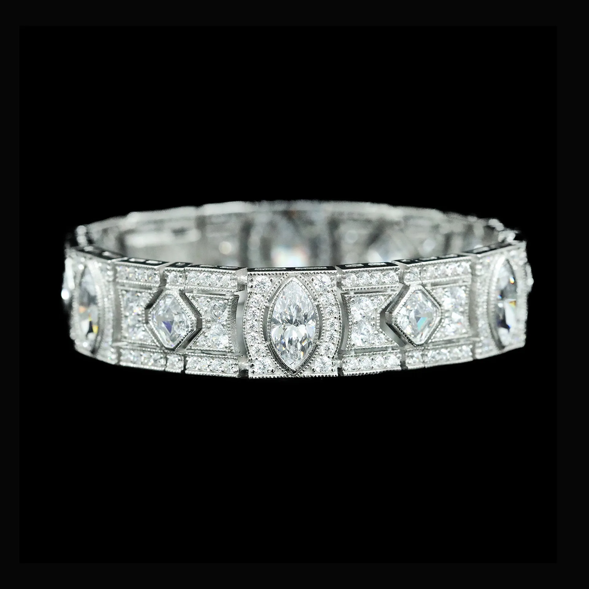 

New S925 Silver High Carbon Diamond Horse Eye White G Color Decoration Luxury Banquet Women's Bracelet Wedding Jewelry