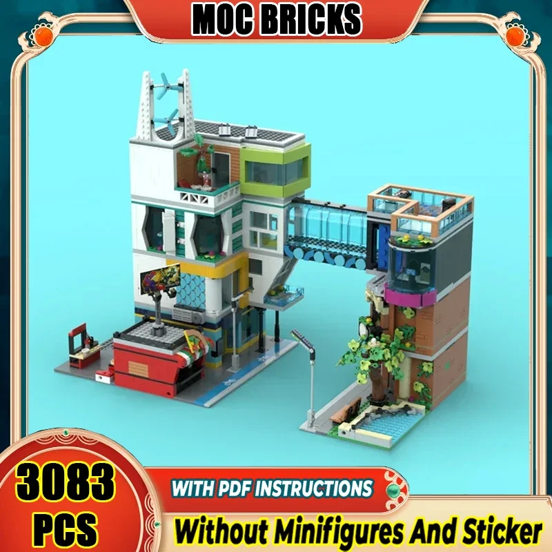 

Street View Model Moc Building Blocks Central Street Model Technology Brick DIY Assembly Construction Toy Holiday Gifts