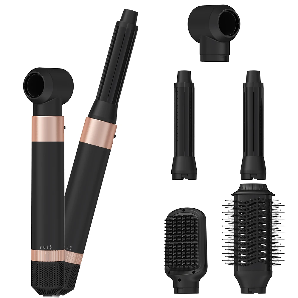 SMET New Styler Hot Air Brush One Step Hair Styler Hair Dryer Line Tail 5 in 1 Hair Straightener Spazzola Asciugacapelli