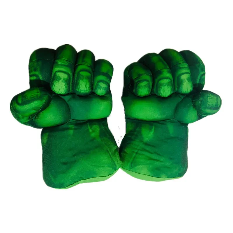 Kids Superhero Character Foam Green Gloves Boy Cartoon Pattern Printed Gloves Halloween Cosplay Plush Toys Cotton Fist Game Prop