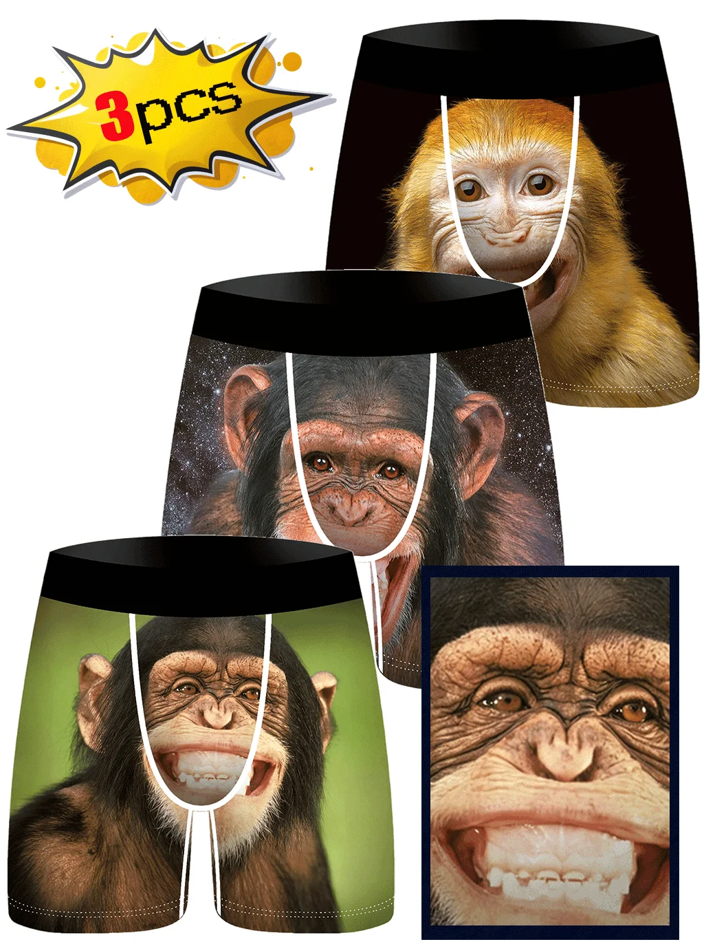 

3 шт., мужское нижнее белье, боксеры с принтом огненного льва, мужские боксеры, дышащие мужские трусы, нижнее белье, мужские трусы-боксеры, трусы