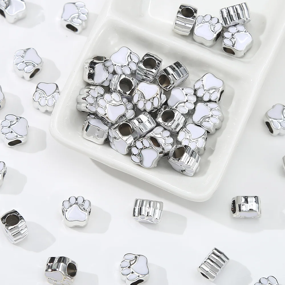 10 stuks 11x7mm Geperforeerde Hond Beer Kat Poot Acryl Druppel Olie Groot Gat Geïsoleerde Kralen Voor voor Sieraden Maken Diy Accessoires