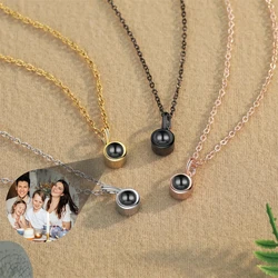 Custom Photo Projection Necklace For Women Men Personalized Custom Picture Pendant Necklaces Anniversary Gift Memorial Jewelry