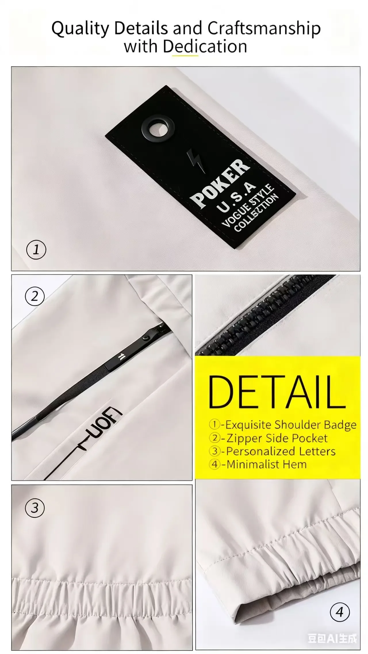 Nieuw dubbellaags geïsoleerd windjack van stof met capuchon en jack voor heren - waterdichte hiphopdanserjas met ritssluiting