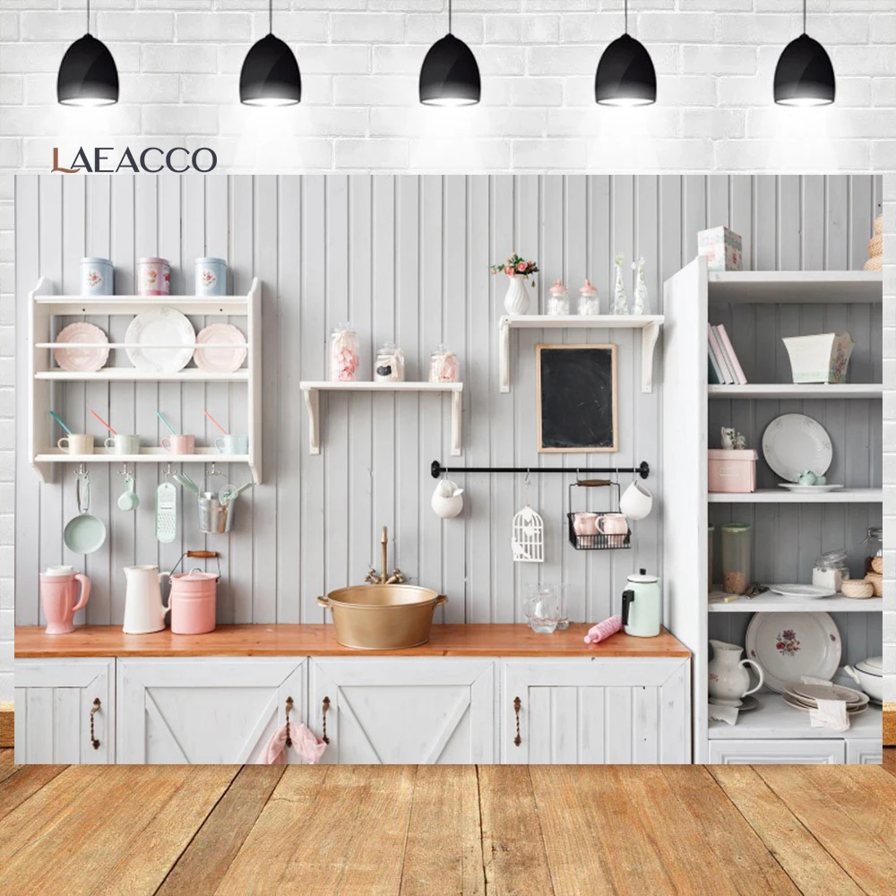 คริสต์มาสห้องครัวโมเดิร์นการถ่ายภาพฉากหลัง Retro ไม้ Cook ตกแต่งพื้นหลังสตูดิโอทารกแรกเกิดภาพ Props