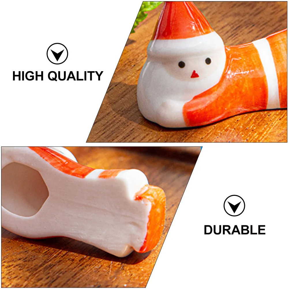 

2Pcs Ceramic Christmas Chopsticks Racks Red Fine Workmanship Good Texture Practical and Beautiful Gift for Relatives Friends